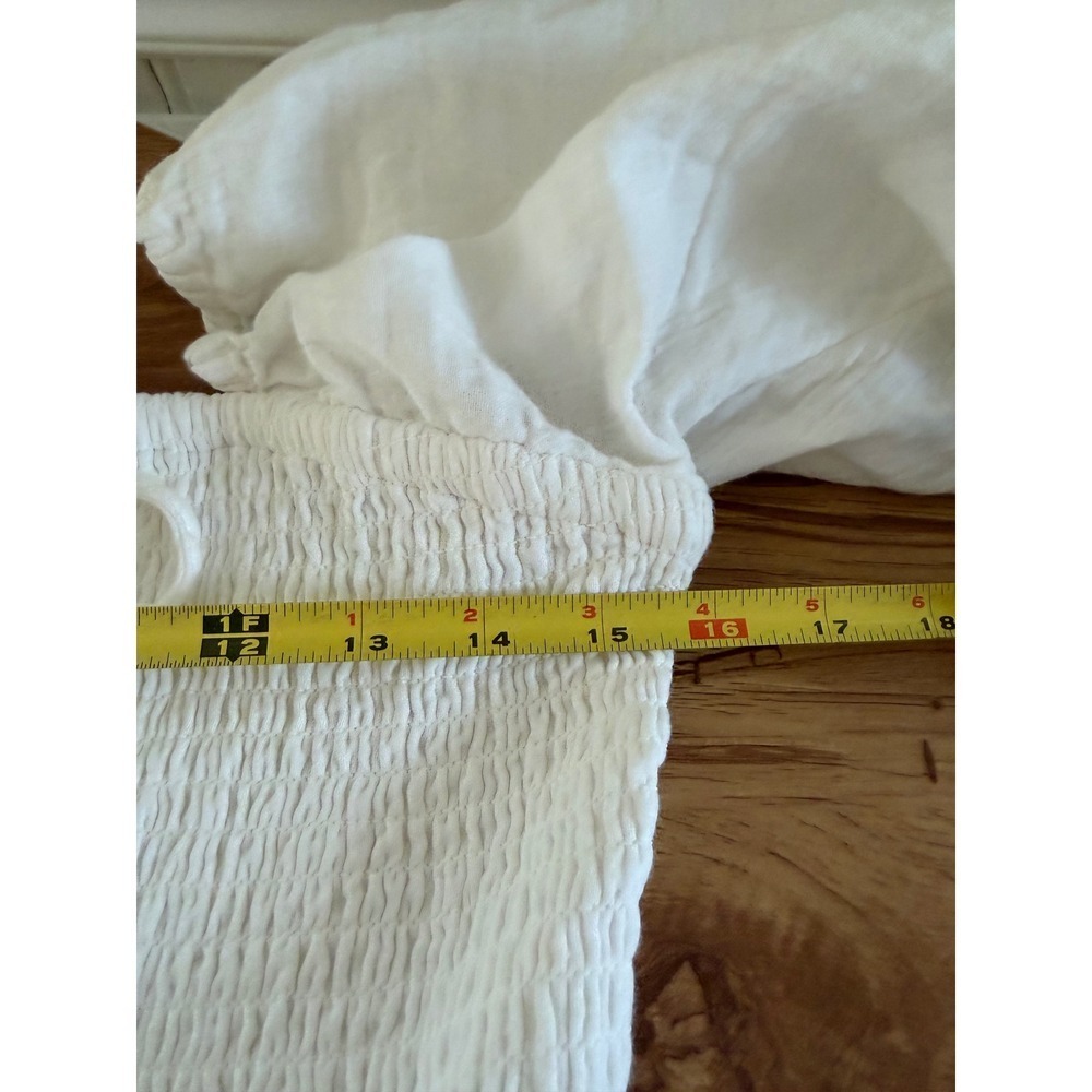 NWT Quince Organic Cotton Gauze Smocked Square Neck Midi Dress White Large - Picture 8 of 12